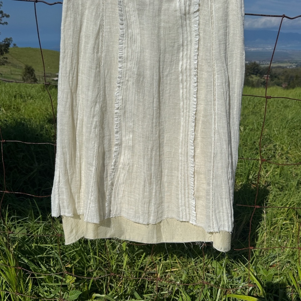 Zara Linen Layered Gauzey Midi Skirt ZW Collection boho chic Cream NWT L - Picture 5 of 8